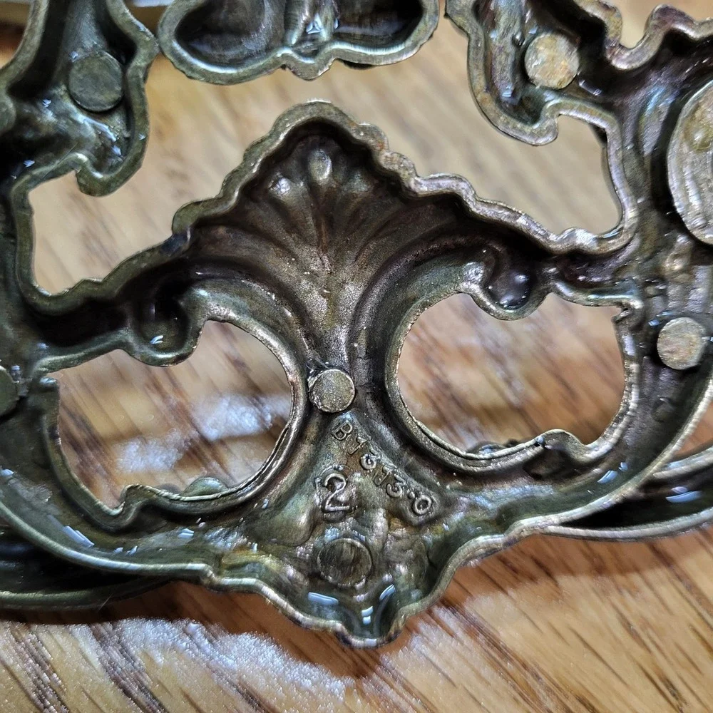 VTG Chunky Large Brass Tone Drop Bail Cabinet Drawer Pulls Handles Lot Set of 6